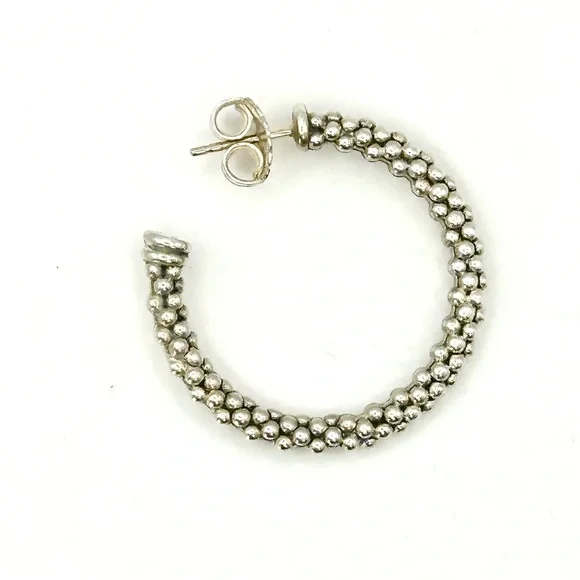 Lagos Signature Caviar Silver Small Beaded Hoop Earrings